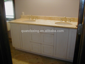 Antique White Solid Wood Bathroom Vanity Cabinet With Marble Vanity Tops