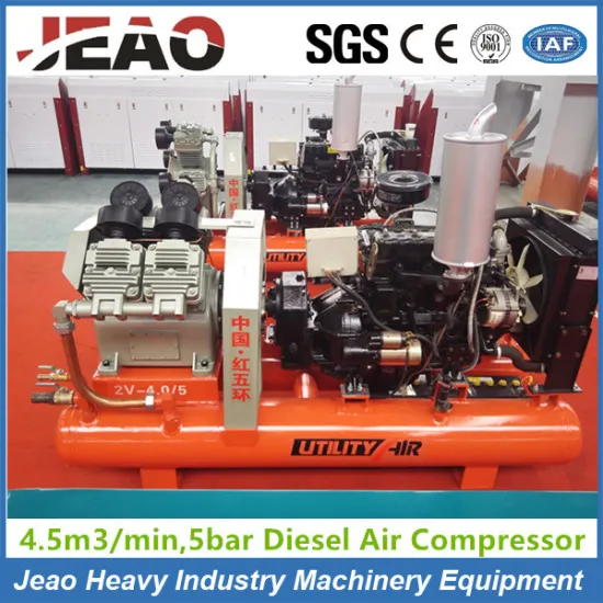 2V4.0/5 Piston Driven Air Compressor with Jack Hammer for Building Road