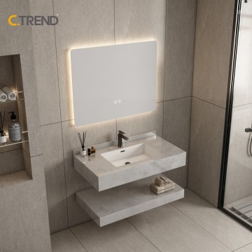 European Luxury Hotel Bathroom Vanity Cabinets with Modern Marble Slabs
