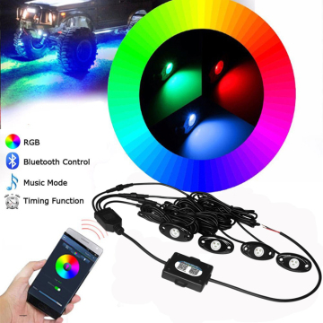 RGB LED Deck Light - 4x4 LED Pole Light with Red, Blue, Yellow, White, Green & Laser