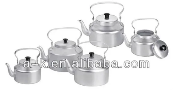 Aluminum tea kettle with washing white finish