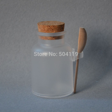 100g bath salt Bottle 100ml powder plastic bottle with cork bath salt jar with wood spoon