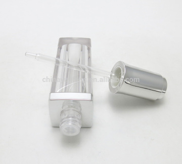 Fancy 50ml Square PETG Plastic Dropper Bottle with Pippet Silver Press Pump for Eliquid