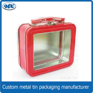 Tin lunch box with clear window