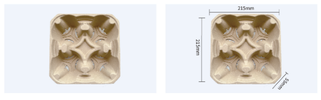 Biodegradable take away paper pulp coffee cup tray