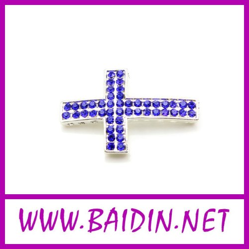 2-row crystal blue cross alloy bead wholesale