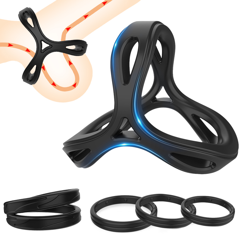 Cock Rings Men's Pleasure 5 Ring Locking Design