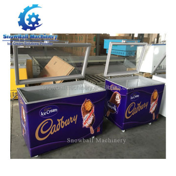 Glass Door Chest Freezer for Supermarket Ice Cream and Sweets Display