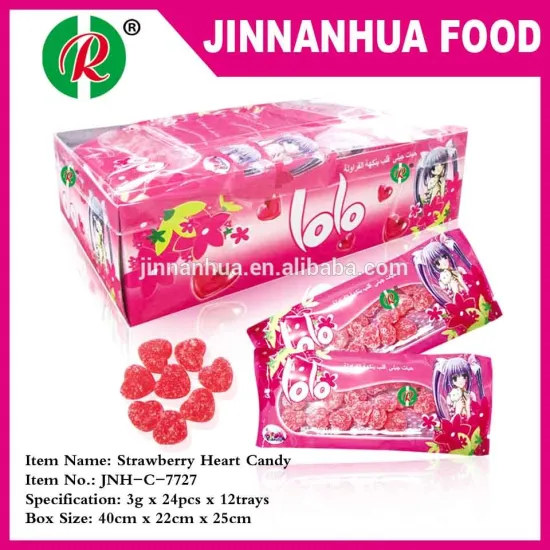 strawberry heart soft gummy candy