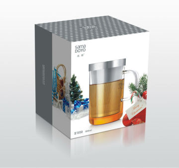 500ml Heat-resistant Glass Teacup with Stainless Steel Infuser with Lid Christmas Packaging