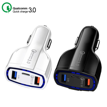 Universal QC 3.0 7A Quick Charging Dual USB Car Charger with USB-C PD for Mobile Phones (3 Ports)