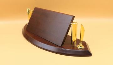 Brown engraving wooden desk name