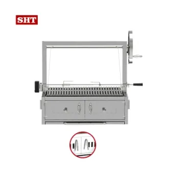 Stainless Steel Wood Stove Island BBQ Grill Barbecue Grill Cover Large Charcoal Grill