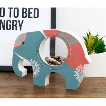 23810Wooden decorative money pot in elephant shape