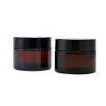 high quality 15gram 30g 50g stock amber matte black glass round empty cosmetic face cream jars