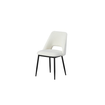 Cadeira de jantar em casa, tecido branco de volta e assento