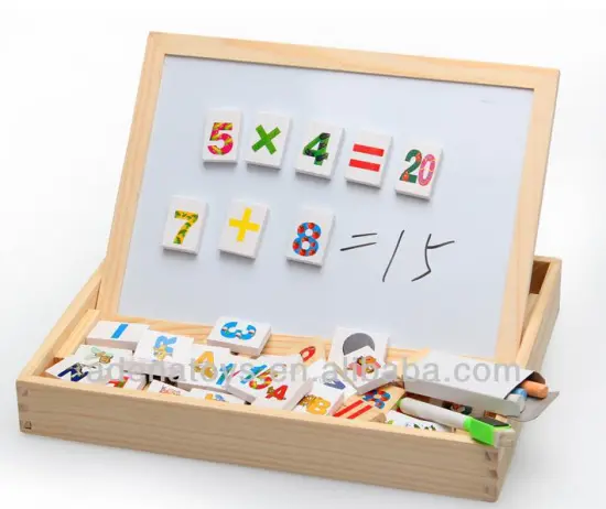 Wooden kids educational DIY Toys, Magnetic Whiteboard Dominoes
