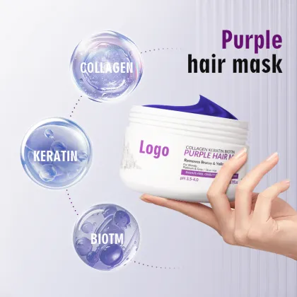 OEM ODM Private Label Purple Hair Mask 500ml Herbal Formula for Damaged Hair