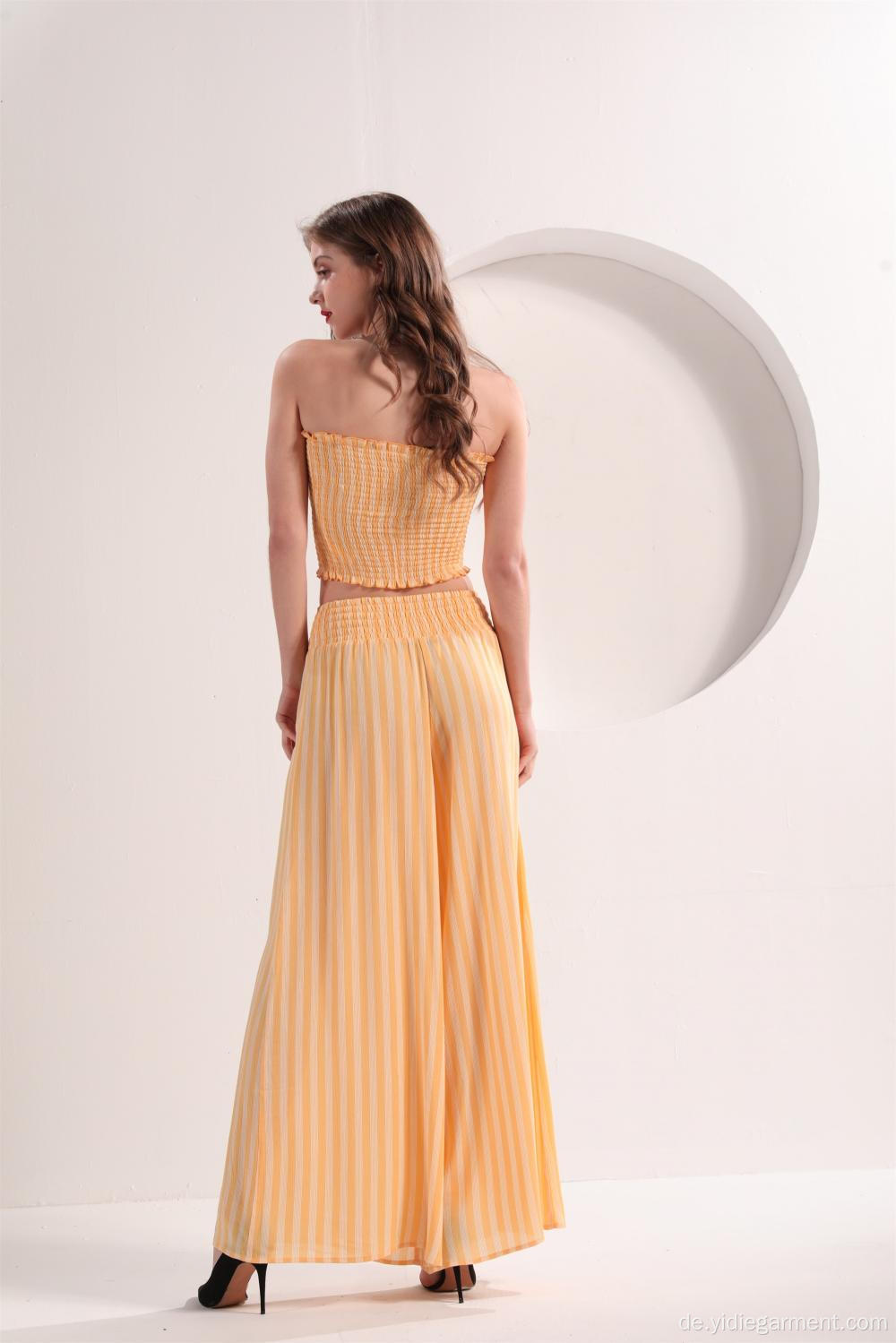 Frauen Yellow Strip Wide Leg Pants