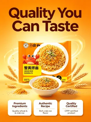 Instant crab roe noodles for supermarket shelves