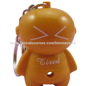 Customized logo free promotional voodoo doll LED sound light key-chain