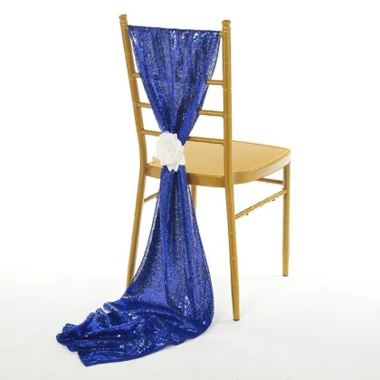 Custom Size Royal Blue Sequin Wedding Chair Sashes