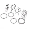 European and American new ring creative retro simple multi-layer opening cross twist ring set 8 pieces