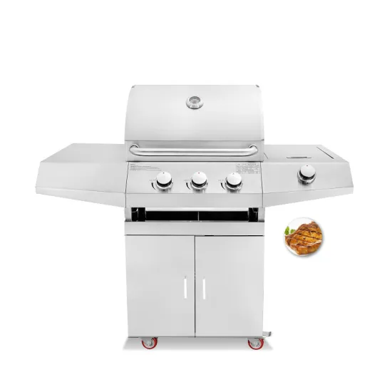 Outdoor Gas BBQ Grill Stainless Steel Burner 3+1 Movable BBQ Grill