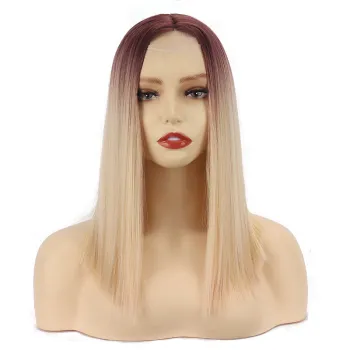 Factory-Price Ash Blonde Synthetic Lace Front Wig for Women