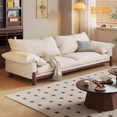 Льняной модульный диван-облако в стиле Ваби-Саби