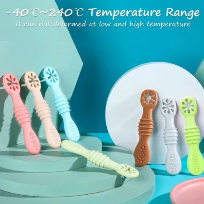 Baby Silicone Rice Paste Spoon with Hole for Easy Feeding