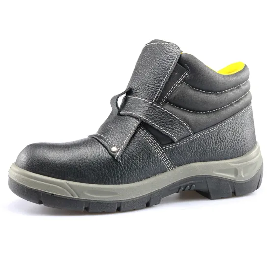 Black leather welding safety shoes