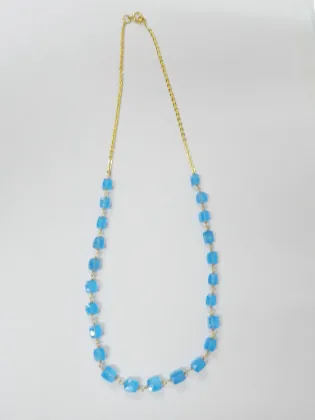 925 Sterling Silver Blue Chalcedony Gemstone Necklace