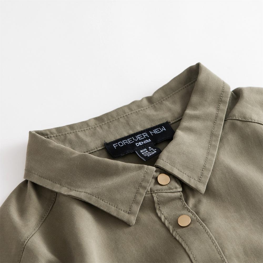 Metal Button Sleeves Adjustable Tencel Shirts