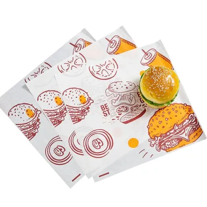 Custom Printed Burger Sandwich Parchment Wrapping Paper - Anti-Oil