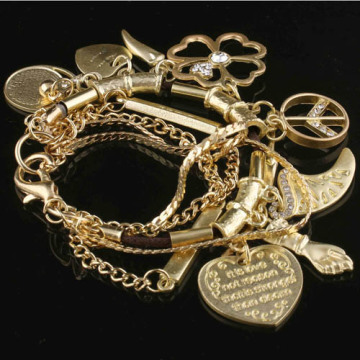 18k Ladies Gold Jewelry With Letter Bracelet Yusr-123