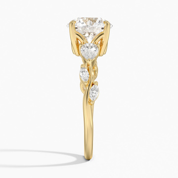 engagement rings for women 18K yellow gold 4 prongs halo ring Factory