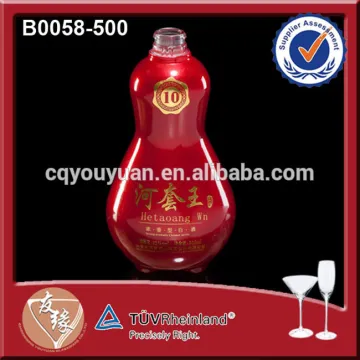 Unique 500ML Empty Mini Glass Liquor Bottle Red Colored Wine Bottles