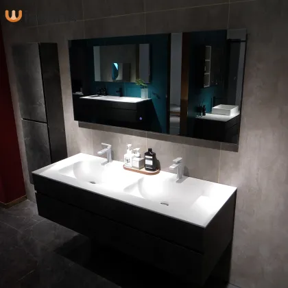 solid surface double sink bathroom vanity