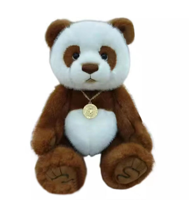 Cadeau de vacances en peluche brun panda brun