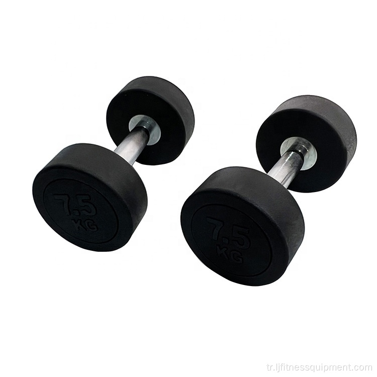 Ticari spor salonu ekipmanı 2.5kg-50kg kauçuk dambıl