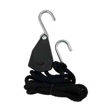 3/8\" Rope Ratchet Straps with Lock Pulley and S Hooks: Heavy Duty Tie-Down System