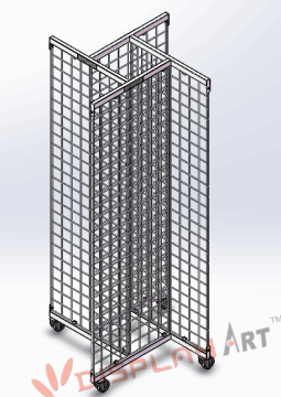 Custom White Metal Gridwall Panel Floor Display