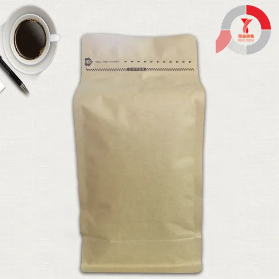 Kraft Paper Square Bottom Coffee bag with valve