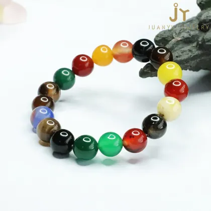 Wholesale Multicolored Precious Stone Bracelets: Including Black Agate and Green Chalcedony Bead Designs