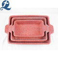 Colorful printed rectangular ceramic restaurant baking pan