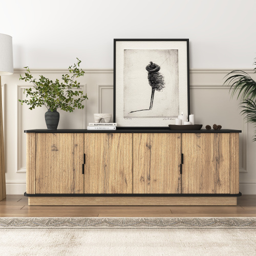 Stylish Wood Grain 4-Door TV Storage Unit