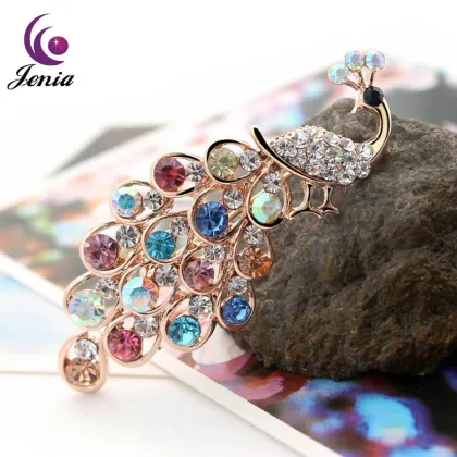Jenia Lady Jewelry White Crystal Brooch With Fashion Design Brooch