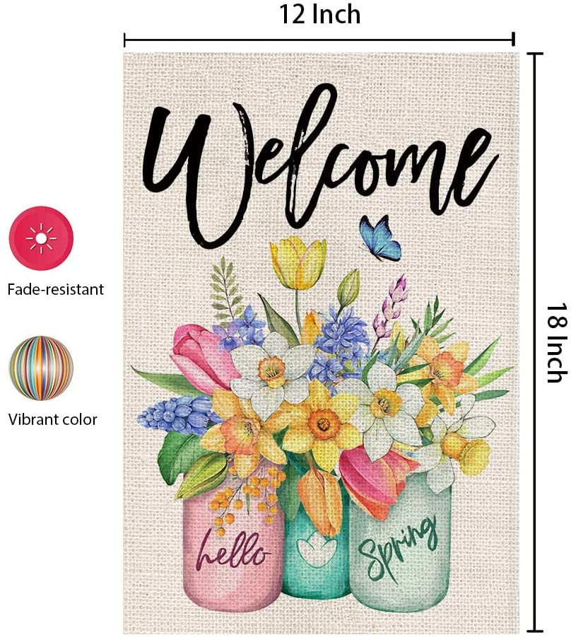 Spring Garden Flag Floral Mason Jar