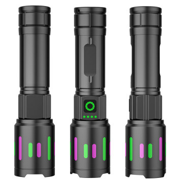ไฟฉายอลูมิเนียมอัลลอยด์ P50 ที่ชาร์จได้พร้อม LED XHP50 และการแสดงผลพลังงาน USB